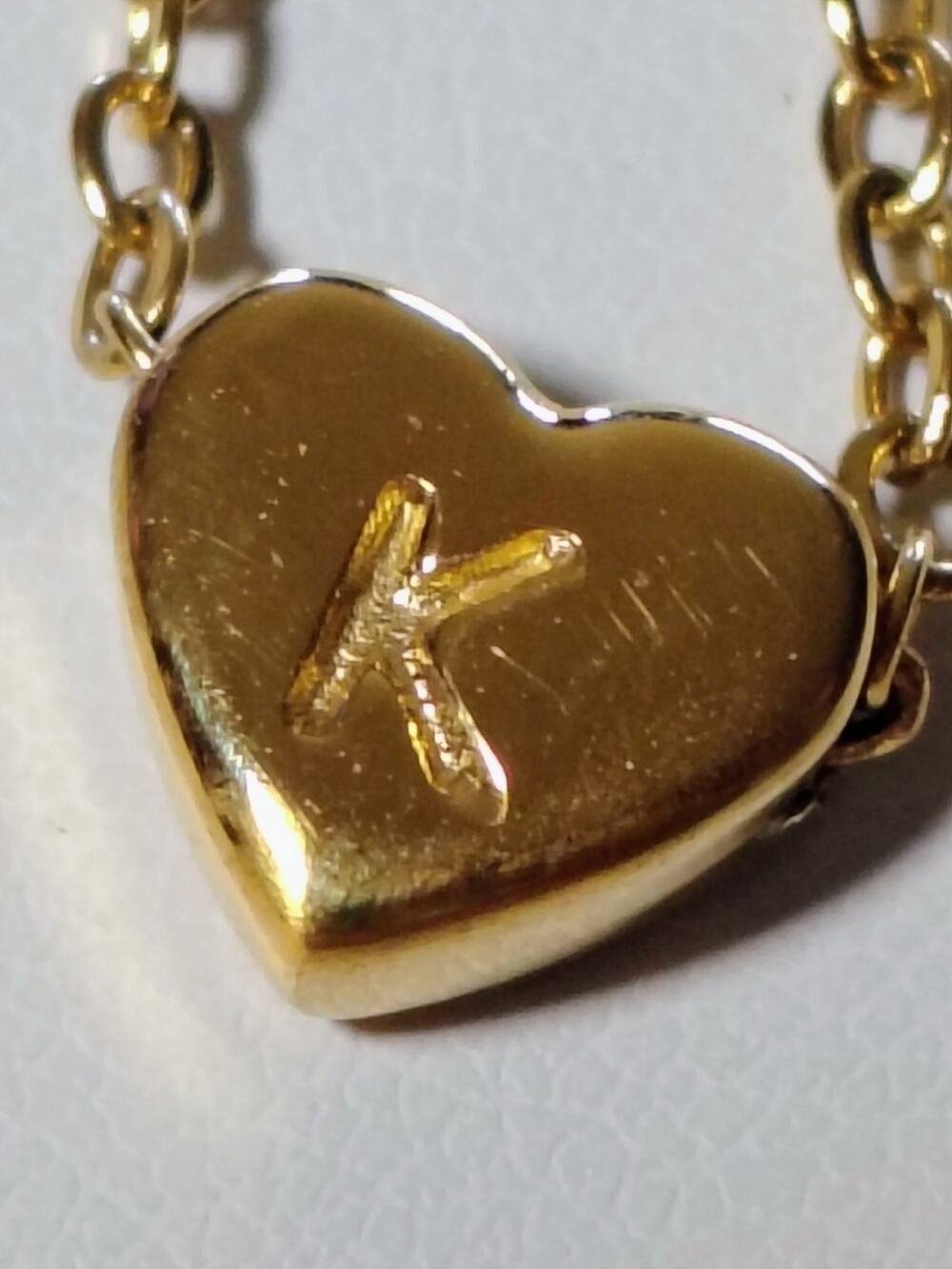 Gold Tone Heart Initial K Necklace Minimalist Dainty Chain